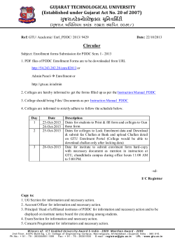 Enrollment forms Submission for PDDC Sem. I - 2013