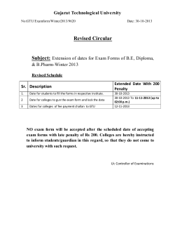 Extension of dates for Exam Forms of B.E, Diploma, & B.Pharm-Winter 2013