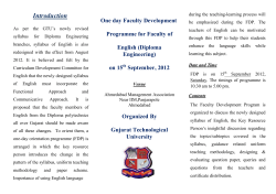 GTU organizes One day Faculty Development Programme for Faculty of English (Diploma Engineering) on 15th September, 2012 at AMA