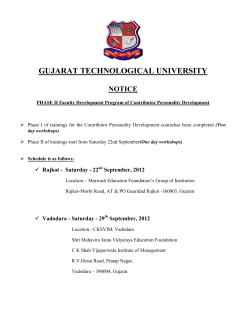 Faculty Development Program of Contributor Personality Development Phase II at Rajkot, Vadodara and Surat.