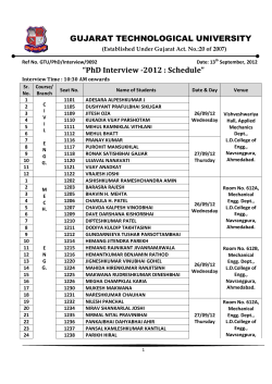 PhD Interview -2012 : Schedule