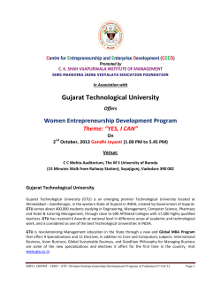 Gujarat Technological University and C. K. SHAH VIJAPURWALA INSTITUTE OF MANAGEMENT organizes a Women Entrepreneurship Development Program On 2nd October, 2012 at C. C. Mehta Auditorium, M S University , Baroda