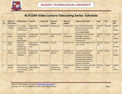 ALVCOM- Active Learning Video Lecture Communication- Schedule for 20th-21st October 2012
