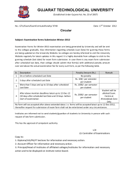 Examination forms Submission Winter 2012