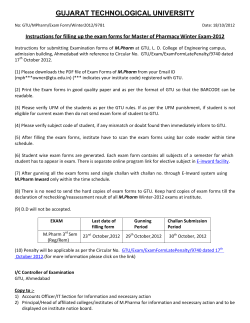 Instructions for filling up the exam forms for Master of Pharmacy-Sem-III(Regular/Remedial) Winter Exam 2012