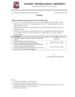 Examination forms Submission B. Pharm. Winter-2012