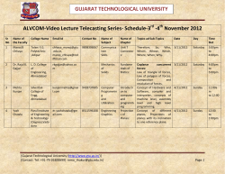 ALVCOM- Active Learning Video Lecture Communication- Schedule for 3rd-4th November 2012