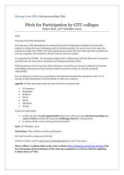 IIM&rsquo;s Entre Fair: 27th October 2012: Full day interaction with start ups from diverse domains