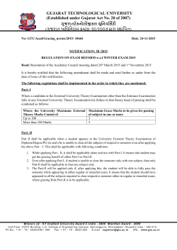 Notification No: 58/2015 Regarding Exam Reforms w.e.f. Winter 2015.