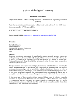 For Engineering Faculty members: An IUCEE webinar by Dr. R. Prabhakaran of Old Dominion University, USA on Bolted Joints in Composites on Wed, Nov 13, 2013 9:45 AM - 10:45 AM IST (rescheduled to 13th due to server issues on the 6th)