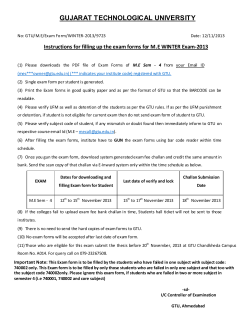 Instructions for filling up the exam forms for M.E WINTER Exam-2013
