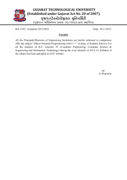 Object Oriented Programming with C++ " for CE / CS and IT students for even semester of academic year 2013-14.