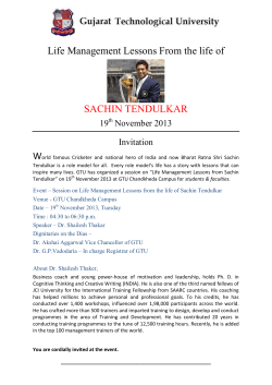 SACHIN TENDULKAR - Life Management Lessons - Session at GTU