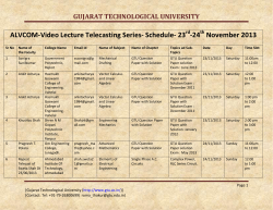 ALVCOM- Active Learning Video Lecture Communication- Schedule for 23rd-24th November 2013