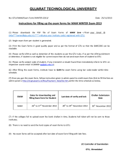 Instructions for filling up the exam forms for MAM WINTER Exam-2013