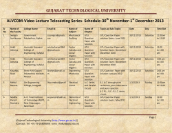 ALVCOM- Active Learning Video Lecture Communication- Schedule for 30th November- 1st December 2013