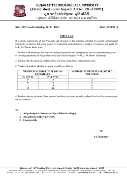 Norms for Guideship and allocation of number of students per guide for M.E. /M. Pharm. thesis work