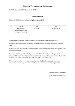 Exam Schedule Subject: 1990001 Contributor Personality Development (CPD) B.PharmSem-3(Diploma Pharmacy to Degree Pharmacy)
