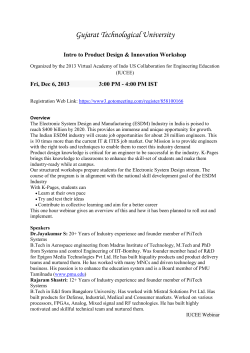 For EC faculty and all those interested in Final Year engg projects in Electronics Eng: Webinar of Dec 6, 2013 at 3:00 PM - 4:00 PM IST on Intro to Product Design & Innovation Workshop