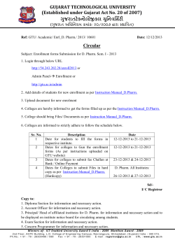 Enrollment forms Submission for D. Pharm. Sem. I - 2013