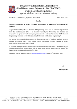 Submission of Active Learning Assignments of students of students of BE Semester - I