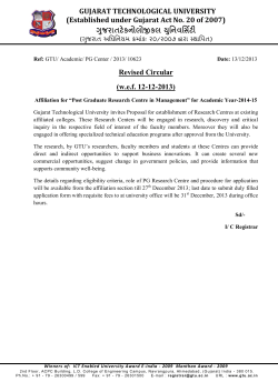 Revised Circular for Affiliation ofPost Graduate Research Centre in Management&rdquo; for Academic Year-2014-15