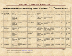 ALVCOM- Active Learning Video Lecture Communication- Schedule for 21st-22nd December 2013