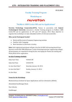 2 Days Faculty Training Program Workshop on NUVOTON " NuMicro ARM Cortex-M0 and its Applications"