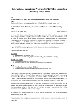 Announcement of International Experience Program(IEP) 2014 at LU, Canada