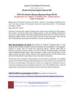 S4-S4: A Call to student entrepreneurs: Showcase, on Sunday, January 5, 2014, your start-up ventures to other mentors, investors and incubator- officers: Register online on or before 3rd January