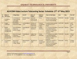 ALVCOM- Active Learning Video Lecture Communication- Schedule for 2nd-3rd May 2015