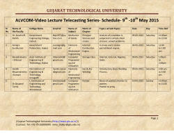 ALVCOM- Active Learning Video Lecture Communication- Schedule for 9th-10th May 2015