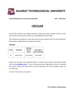 Mid-Internal marks entry for MCA sem 6 SUMMER 2015 Examination