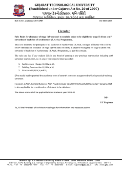 Rules for clearance of stage I (From Sem 1 to Sem6) in order to be eligible for stage II (from sem7 onwards) of Bachelor of Architecture (B.Arch) Programme