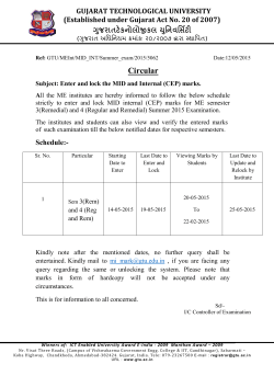 Enter and lock the MID & Internal (CEP) marks for ME Sem-3(Remedial) and sem-4(Regular and Remedial)