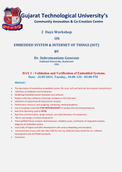 Calling faculties to register for Workshop on " Embedded Systems and Internet of Things (IOT), by Dr. Prof. Subramaniam Ganesan, Oakland University, USA