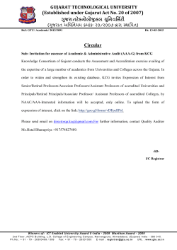 Invitation for assessor of Academic & Administrative Audit (AAA-G) from KCG