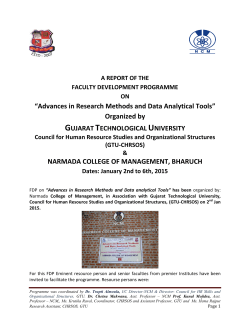 A Report of FDP on &ldquo;Advances in Research Methods and Data Analytical Tools&rdquo; at Narmada College of Management on January 2nd to 6th, 2015