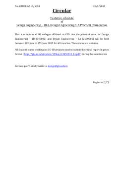 Tentative schedule of Design Engineering &ndash; 1B & Design Engineering 1-A Practical Examination