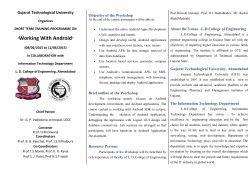 Gujarat Technological University organizes SHORT TERM TRAINING PROGRAMME on &ldquo;Working With Android&rdquo; during 08/06/2015 to 12/06/2015 in COLLABORATION with Information Technology Department, L. D. College of Engineering, Ahmedabad