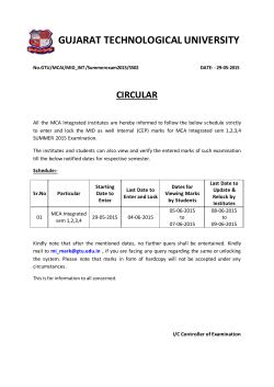 MID - Internal (CEP) marks for MCA Integrated sem 1,2,3,4 SUMMER 2015