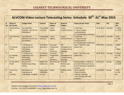 ALVCOM- Active Learning Video Lecture Communication- Schedule for 30th-31st May 2015