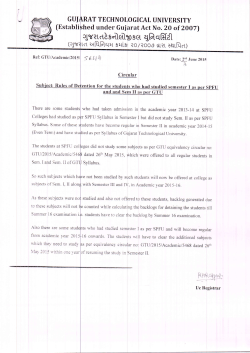 Rules of Detention for the students who had studied semester I as per SPFU and and Sem II as per GTU