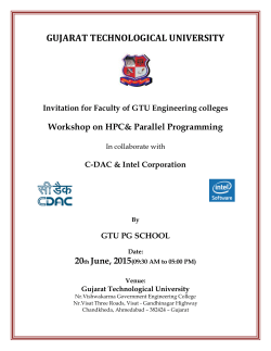 Invitation for Faculty of GTU Engineering colleges for Workshop on HPC & Parallel Programming in collaborate with C-DAC & Intel software