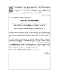 GTU Integrated Degree Programme MAM - MCA Admission Advertisement