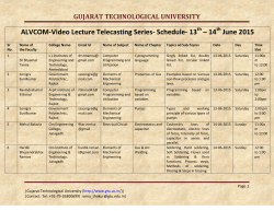 ALVCOM- Active Learning Video Lecture Communication- Schedule for Dt 13th-14th June 2015