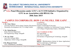 Invitation to watch the live feed of two hour telecasting of 2nd Panel Discussion Session on "CAMPUS TO CORPORATE: HOW CAN WE FILL THE GAPS?" at BISAG Gandhinagar on 20th June 2015, Saturday