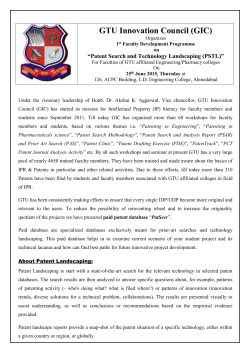 FDP on Patent Search and Technology Landscaping (PSTL) using advanced/paid patent database tool for Faculty members of GTU affiliated Engineering/Pharmacy colleges