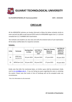 Mid-Internal Mark Entry in MTM/MPM regular Sem 2, 4, 6,8 and remedial Sem 3,5,7 SUMMER 2015