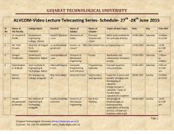 ALVCOM- Active Learning Video Lecture Communication- Schedule for Dt 27th-28th June 2015
